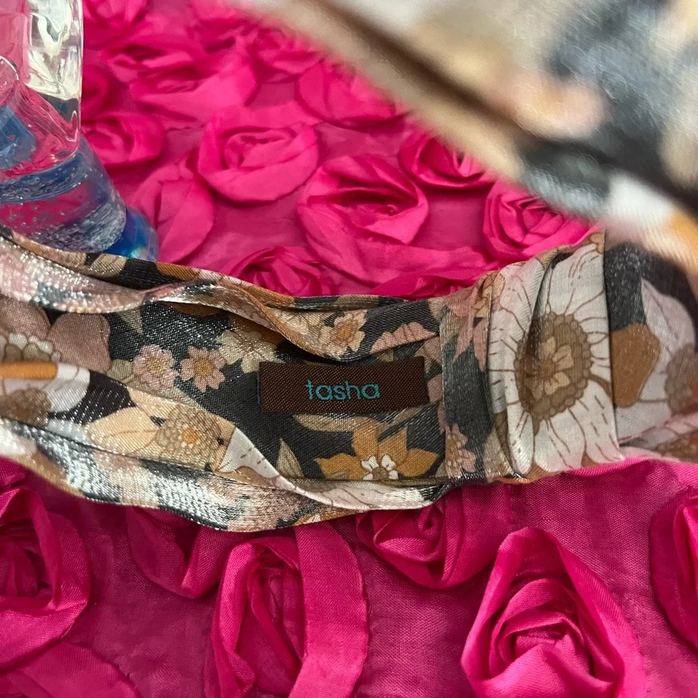 Tasha Floral Twist Knot Headband In Black | ModeSens